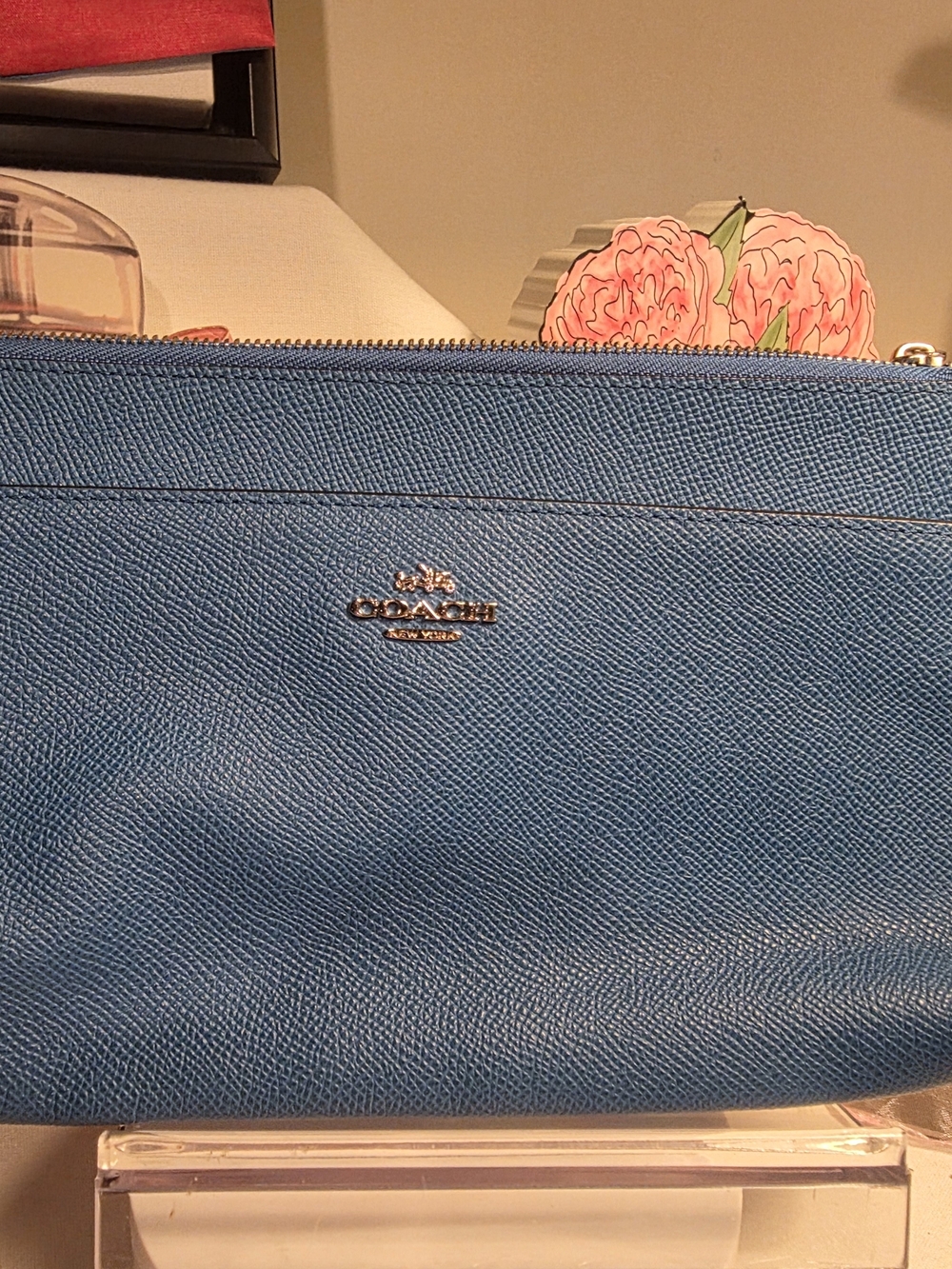 COACH Blue & Pink Leather Zip Pouch - Picture 6 of 7